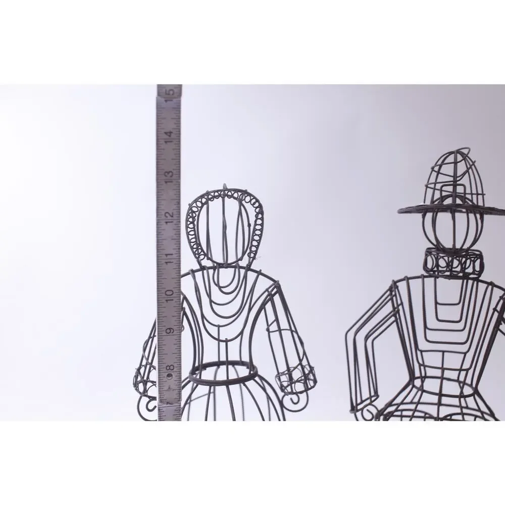 Pilgrims, Wire Sculptures, Man and Woman, Thanksgiving, Decor, ~ 250516-WH 256